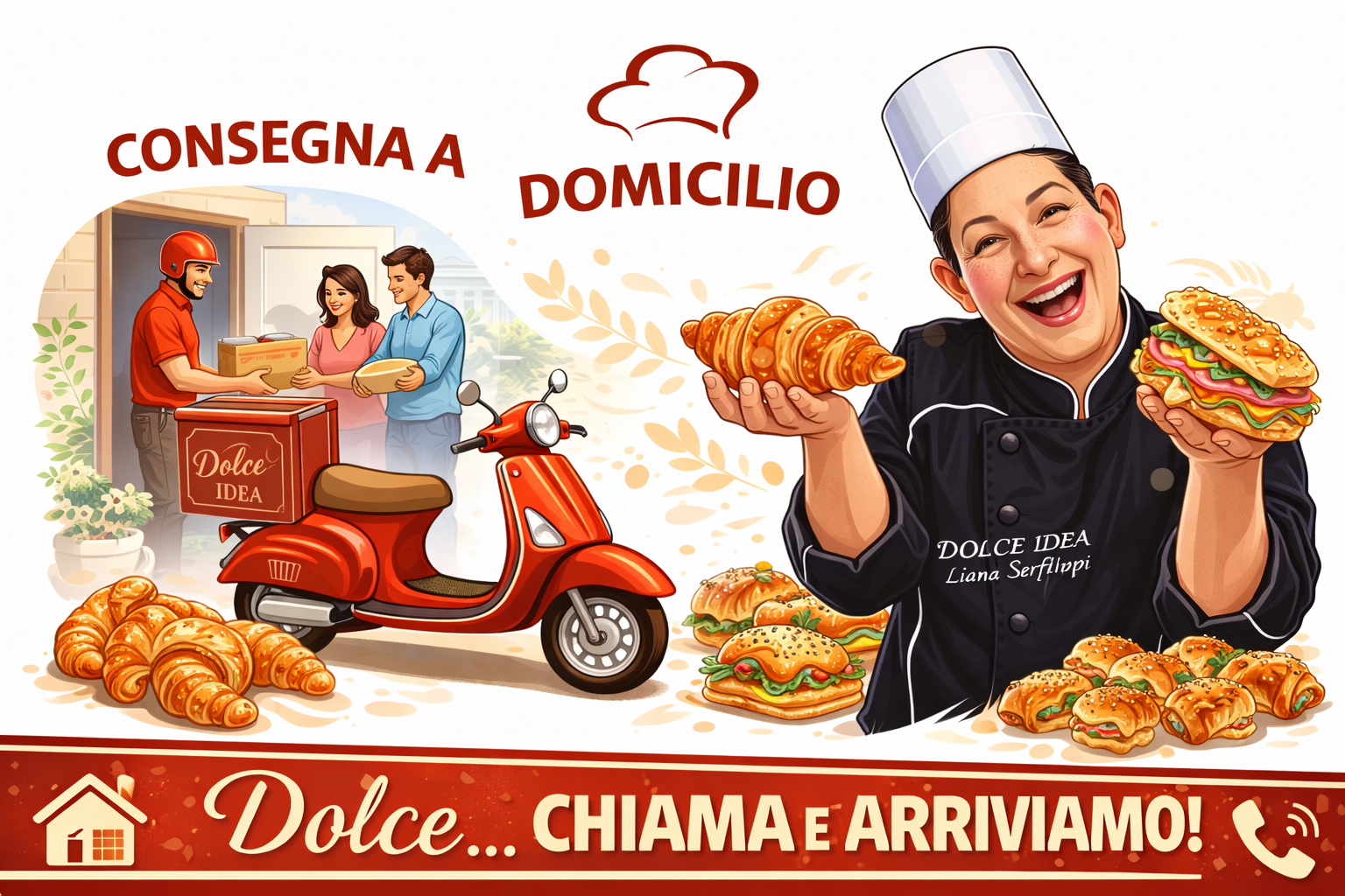 Consegna a domicilio di brioches e salati